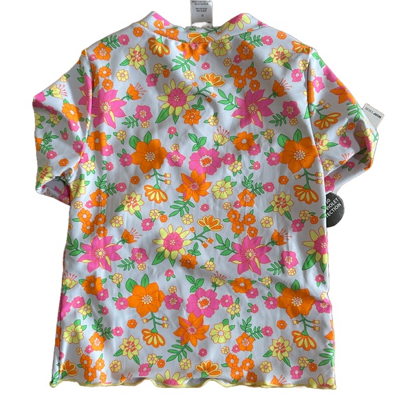 Nicole Miller Girl’s Floral Rashguard / Bathing Suit Top in Neon, Size 10 - Picture 2 of 5